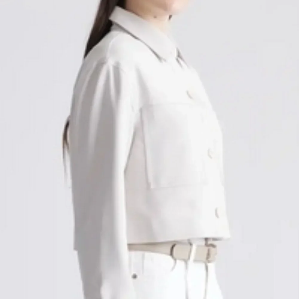 NWT Quince Stretch Crepe Cropped Jacket in Sand Sz XS - Picture 4 of 9